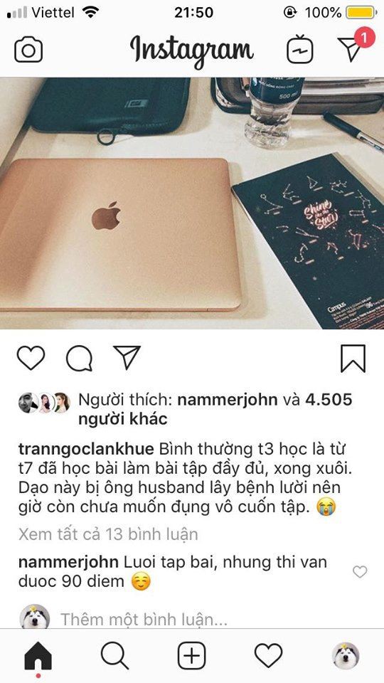 Lan Khuê than lây bệnh lười từ chồng. Ông xã của cô lập tức vào nịnh vợ.    