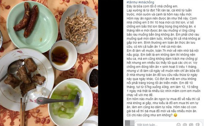Mâm cơm của người vợ trẻ gây bão CĐM