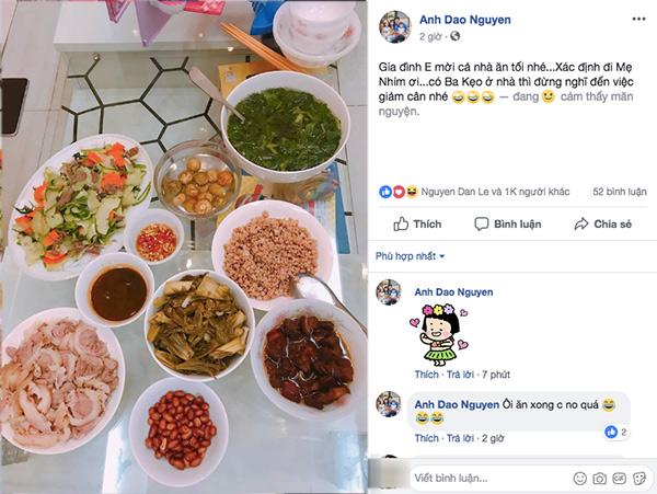 Mâm cơm bắt mắt của vợ Hồng Đăng