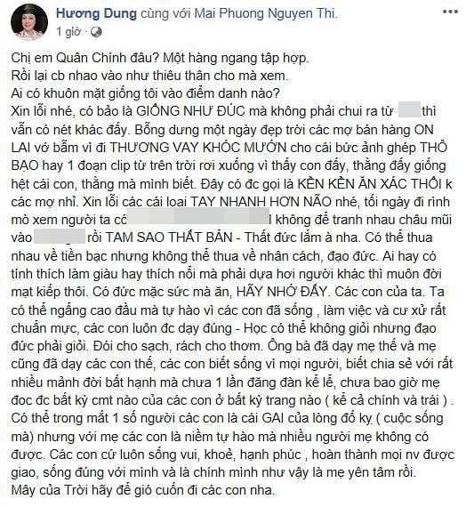 Nghệ sĩ Hương Dung bức xúc trước những tin đồn thất thiệt về con trai mình.  
