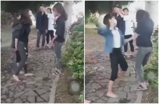 2 nữ sinh bị đánh dã man gây xôn xao dư luận. Ảnh: báo Người Lao Động.