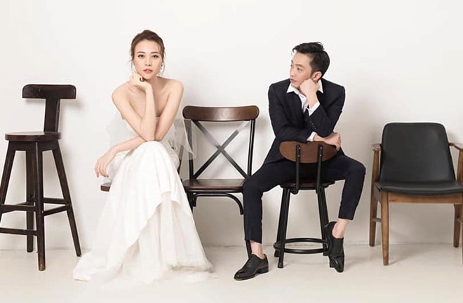 Hình ảnh cưới của Đàm Thu Trang và ông xã doanh nhận được dư luận quan tâm.