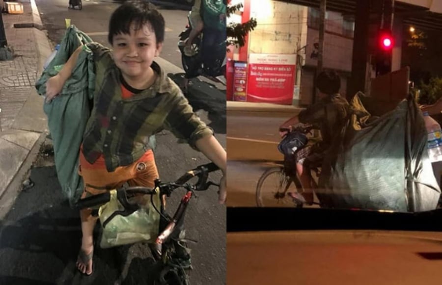 Cậu bé nhặt ve chai hàng đêm.