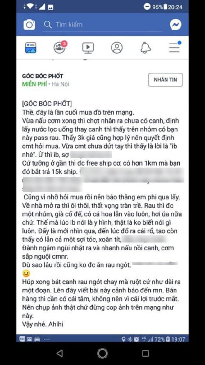 Màn bóc phốt về câu chuyện mớ rau ngót.