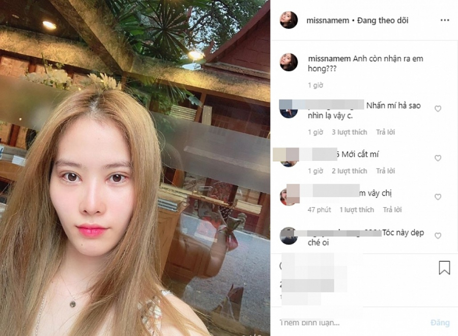 Nam Em khoe hình ảnh mới trên Instagram và nhận được rất nhiều ý kiến bình luận.