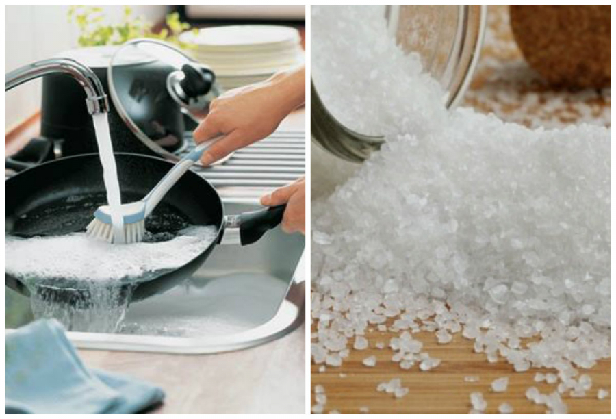 Muối giúp đánh tan vết cháy ở xoong nồi