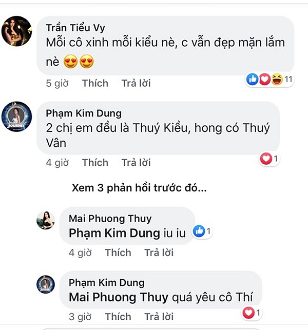Tiểu Vy cũng dành lời khen “có cánh” cho Mai Phương Thúy.    