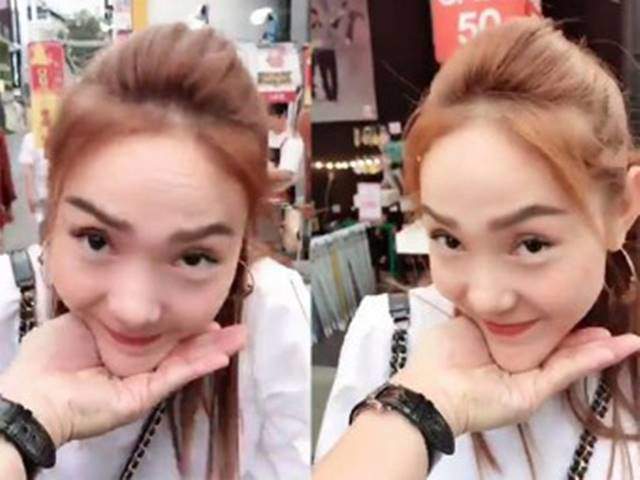 Minh Hằng với chiếc cằm nhọn nhiều tai tiếng.    