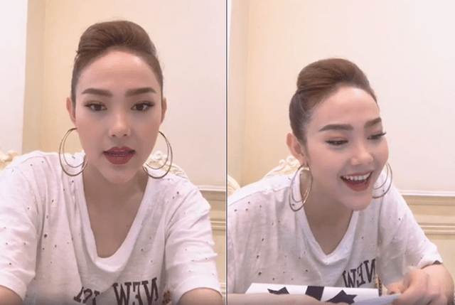 Dù chưa bao giờ lên tiếng khẳng định chuyện độn cằm, nhưng dư luận đã đoán được thông qua những khoảnh khắc chiếc cằm nhọn hoắt chìa ra đáng sợ như thế này.    