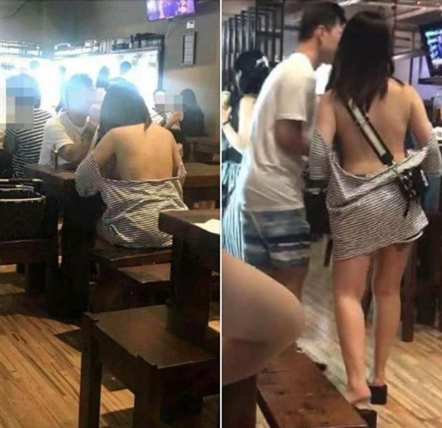 Cách ăn mặc hở hang, phản cảm của cô gái trẻ gây xôn xao dư luận.