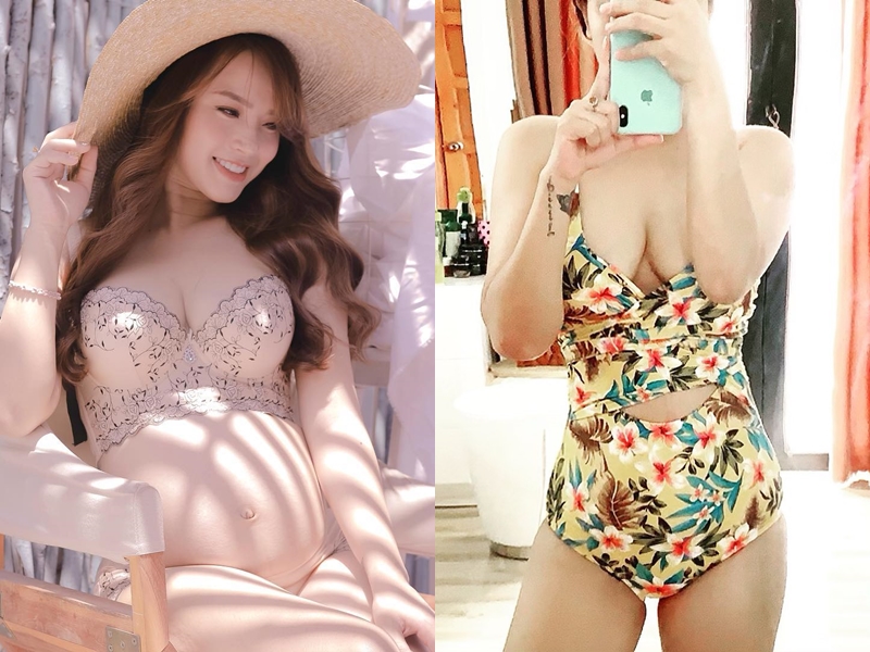 Hải Băng trước và sau sinh 21 ngày.    