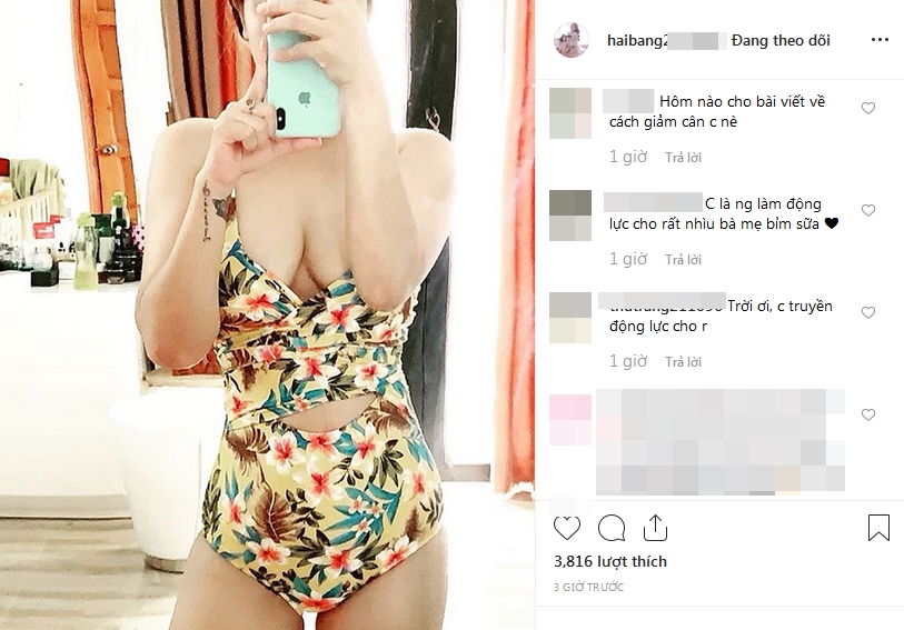 Cư dân mạng trầm trồ trước vóc dáng 21 ngày sinh con của Hải Băng.    