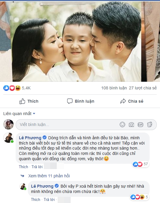 Trước những công kích của anti - fan, Lê Phương đáp trả cực gay gắt.