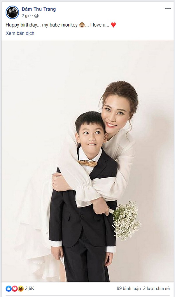  Đàm Thu Trang chúc mừng sinh nhật Subeo - con riêng của Quốc Cường với Hà Hồ