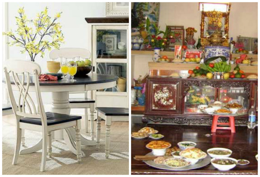 Đặt bàn ăn đối diện phòng thờ phạm phong thủy