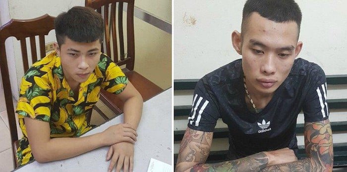 Hai đối tượng Trung và Công tại cơ quan công an. Ảnh: ANTĐ