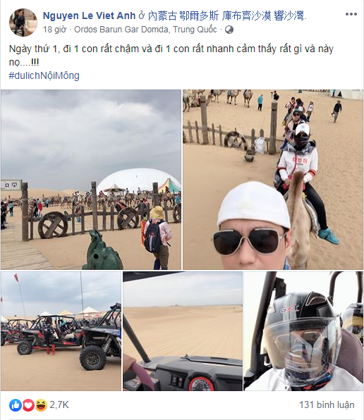 Mới đây, trên trang cá nhân Việt Anh vừa đăng tải hình ảnh đi du lịch Mông Cổ cùng bạn bè. Có vẻ như sau ồn ào ly hôn, nam diễn viên vẫn vô cùng thoải mái và dường như tinh thần của anh không hề bị ảnh hưởng nhiều.     
