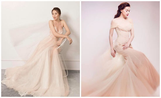 Chiếc váy hồng nude bị cho là giống Hồ Ngọc Hà