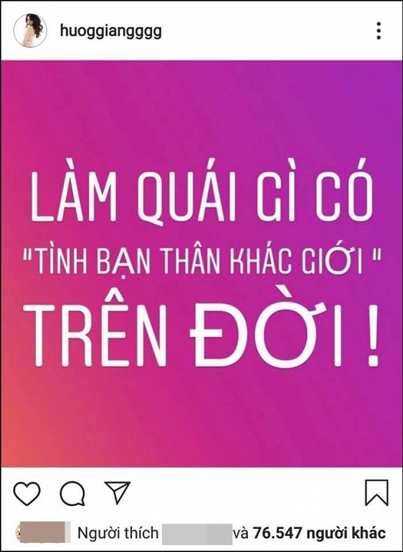 Hương Giang bày tỏ quan điểm cá nhân về tình bạn khác giới.