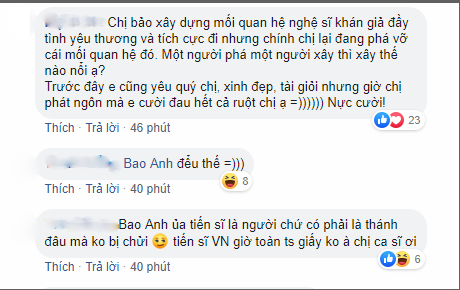 Nhiều khán giả đáp trả lại bình luận của Bảo Anh