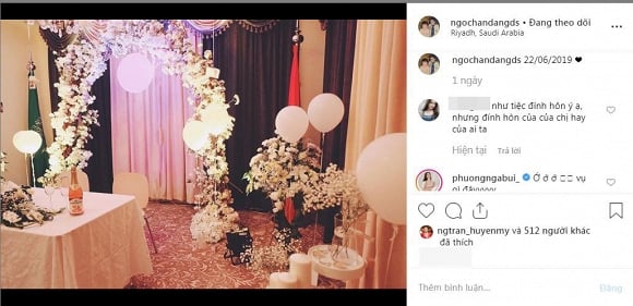 Dân mạng xôn xao về bức ảnh giống như tiệc đính hôn được Ngọc Hân chia sẻ trên instagram.  