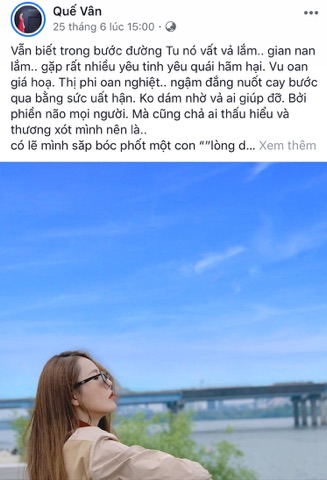 Trước đó ít ngày, Quế Vân cũng đăng status dọa 