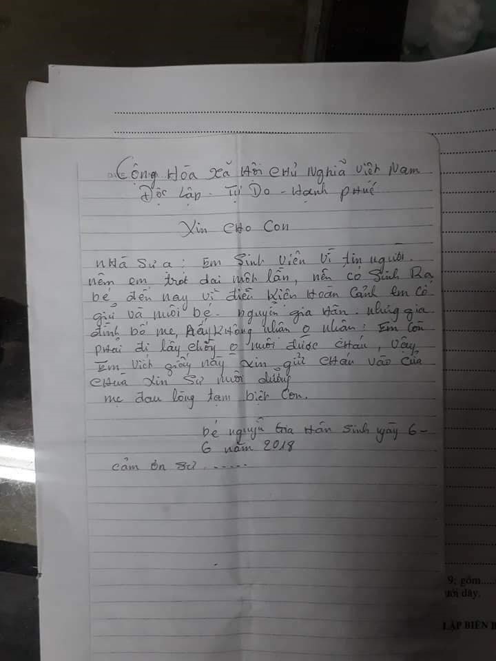 Bức tâm thư của người mẹ để lại.