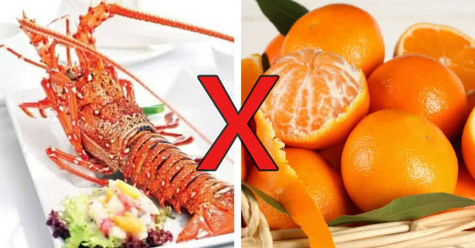 Tôm kỵ với cam quýt