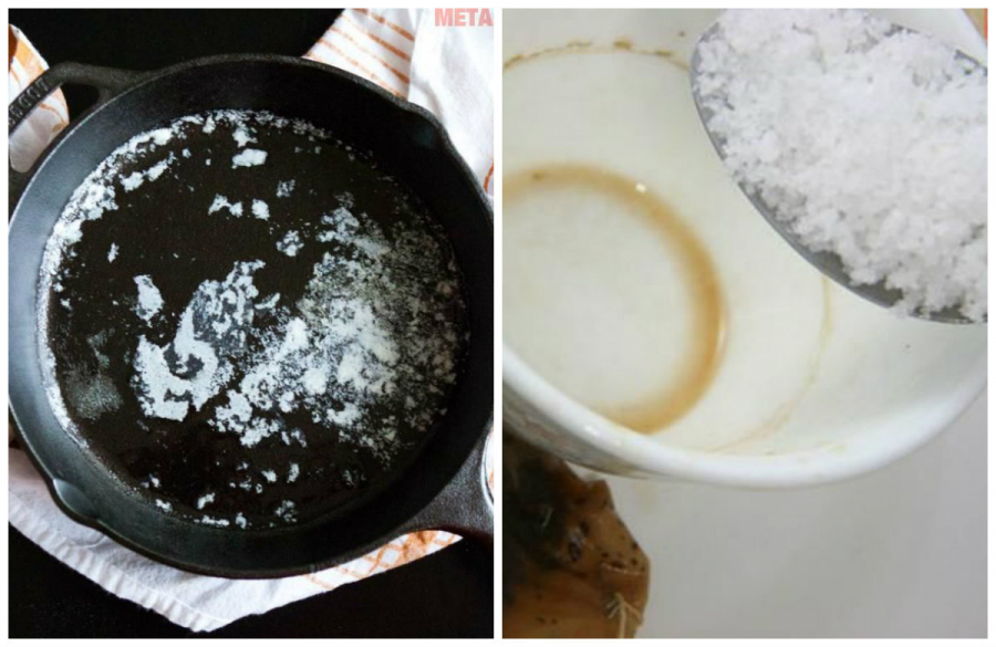 Muối làm sạch xoong nồi