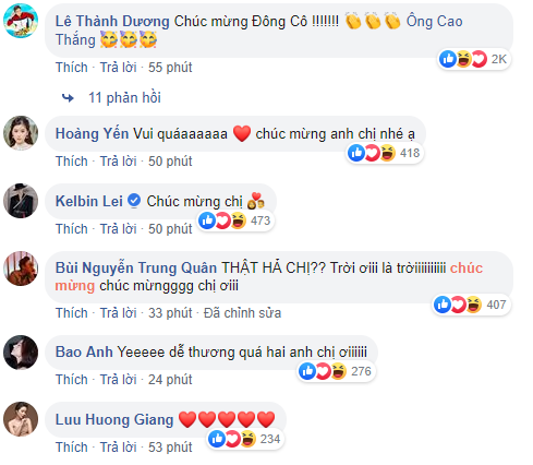 Ngô Kiến Huy - bạn thân của Đông Nhi là người đầu tiên chúc mừng cặp đôi.