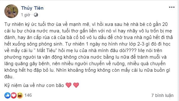 Thủy Tiên kể về những kỉ niệm gắn liền với chiếc lu chứa nước.