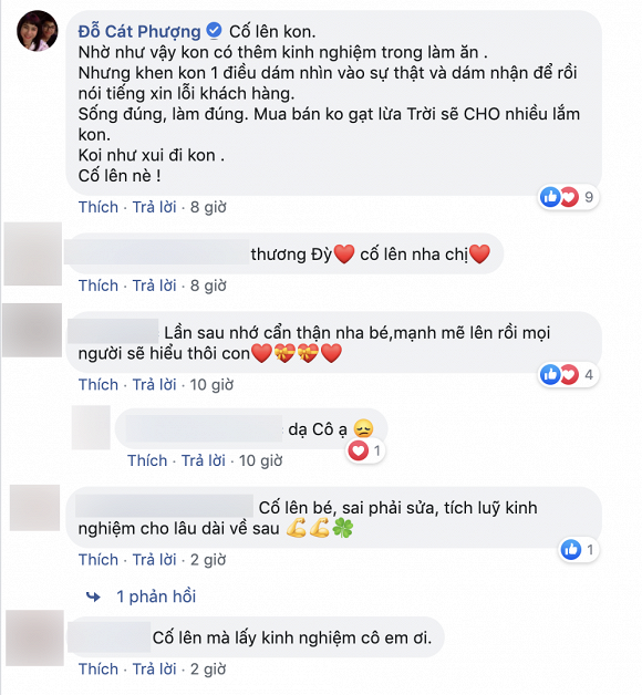 Nghệ sĩ Cát Phượng để lại dòng bình luận an ủi bà xã Hoài Lâm.