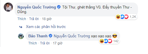 Nam diễn viên Quốc Trường cũng lần đầu lên tiếng thừa nhận ghét nhân vật của chính mình trong phim. Đồng thời, anh cũng theo phe khán giả, tích cực đẩy thuyền cho Thư - Dũng. Cụ thể ngay sau khi Bảo Thanh chia sẻ hình ảnh nhân vật Thư buồn bã, Quốc Trường ngay lập tức đã gửi lời an ủi đồng nghiệp: 