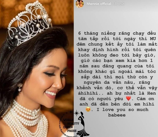 H'Hen Niê nhắn gửi lời tình cảm đến bạn trai bí ẩn.