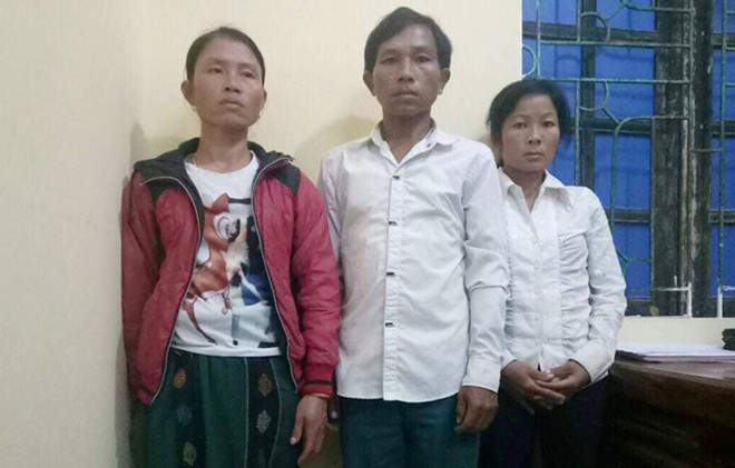 3 đối tượng bị công an Con Cuông bắt giữ. Ảnh: Tường Vy.
