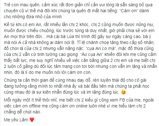 Những dòng tâm sự đầy yêu thương và xúc động của 