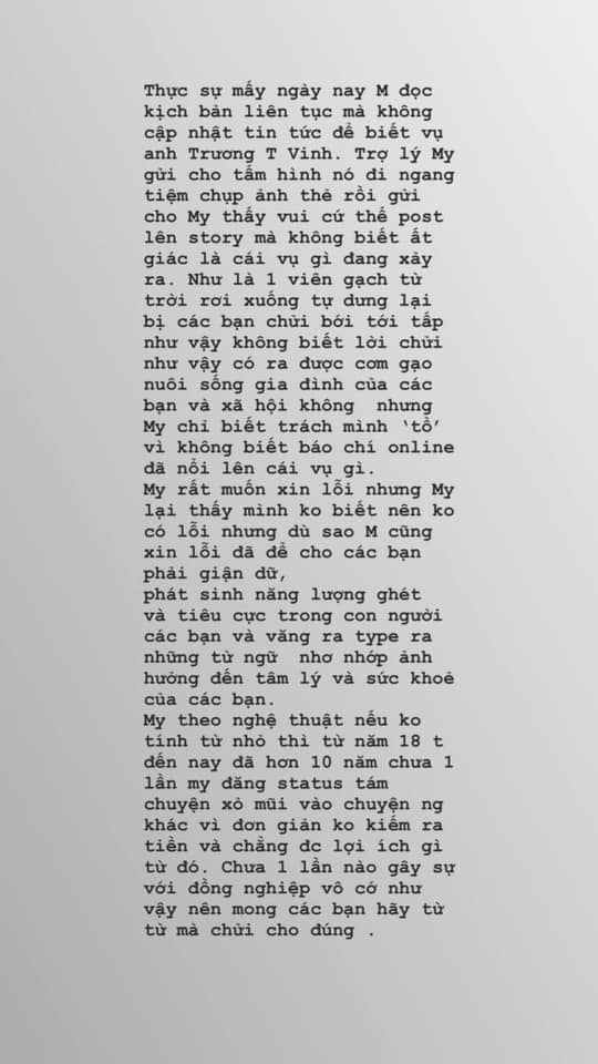 Diễm My 9x lên tiếng giải thích.