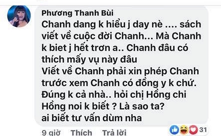 Nữ ca sĩ bình luận khá nhiều để kể thêm tình tiết của vụ việc.