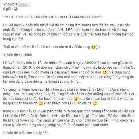 Bài bóc phốt Lý Phương Châu được đăng trên một diễn đàn bàn về showbiz.  