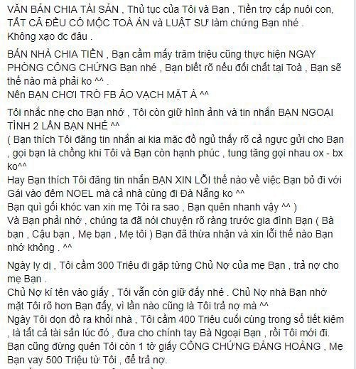 Toàn bộ nội dung dòng trạng thái được Lý Phương Châu chia sẻ trên trang cá nhân.