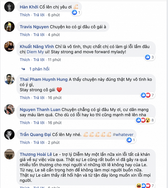 Nhiều nghệ sĩ đã để lại bình luận an ủi nữ diễn viên.