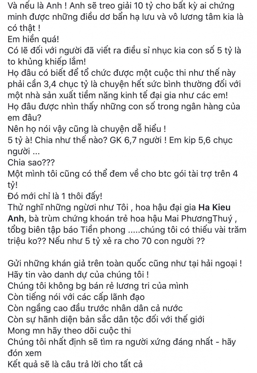 Nội dung đầy đủ dòng trạng thái được Đàm Vĩnh Hưng gửi đến cộng đồng mạng.