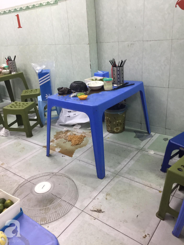 Hiện trường cô gái bị quạt rơi vào đầu.