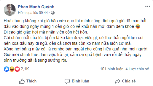 Dòng trạng thái đầy ẩn ý được nam ca sĩ chia sẻ trên trang cá nhân.