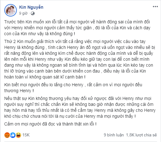 Kin Nguyễn lên tiếng giải thích về đoạn clip được chia sẻ trên các trang mạng.