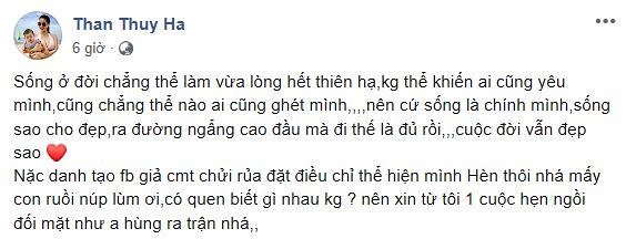 Thân Thúy Hà nhắn gửi đến anti-fan khi liên tục bị 