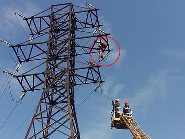 Lực lượng cứu hộ đến giải cứu cậu thiếu niên.