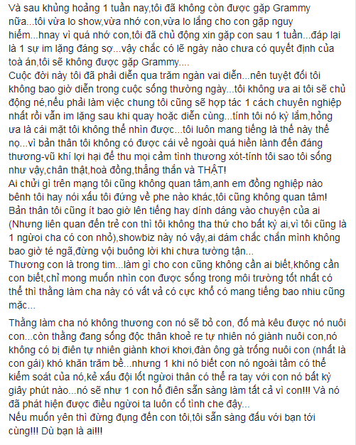 Nguyên văn dòng trạng thái được nam diễn viên Gia Bảo chia sẻ trên trang cá nhân.