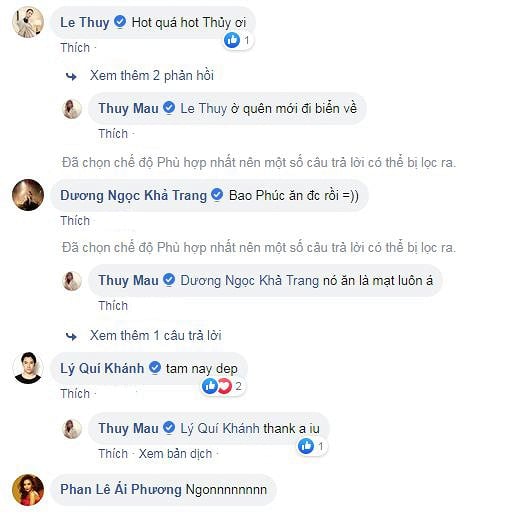 Loạt sao Việt khen ngợi vóc dáng của Mâu Thủy.    