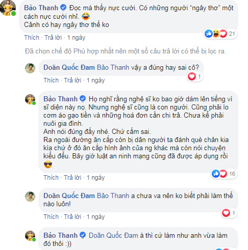 Bảo Thanh bức xúc thay Doãn Quốc Đam.   